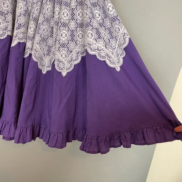 Handmade‎ Skirt Lace Purple White Elastic Waistband Country Line Dance Rodeo - Picture 5 of 10